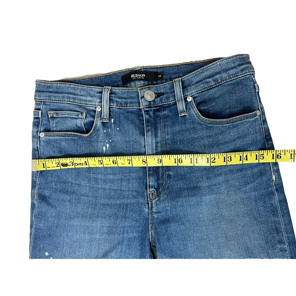 Hudson‎ Barbara Straight Jean Medium Wash Paint Splatter Premium Denim SZ 28